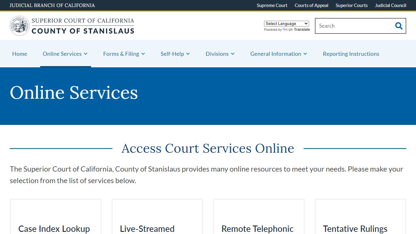 Online Services | Superior Court of California | County of Stanislaus